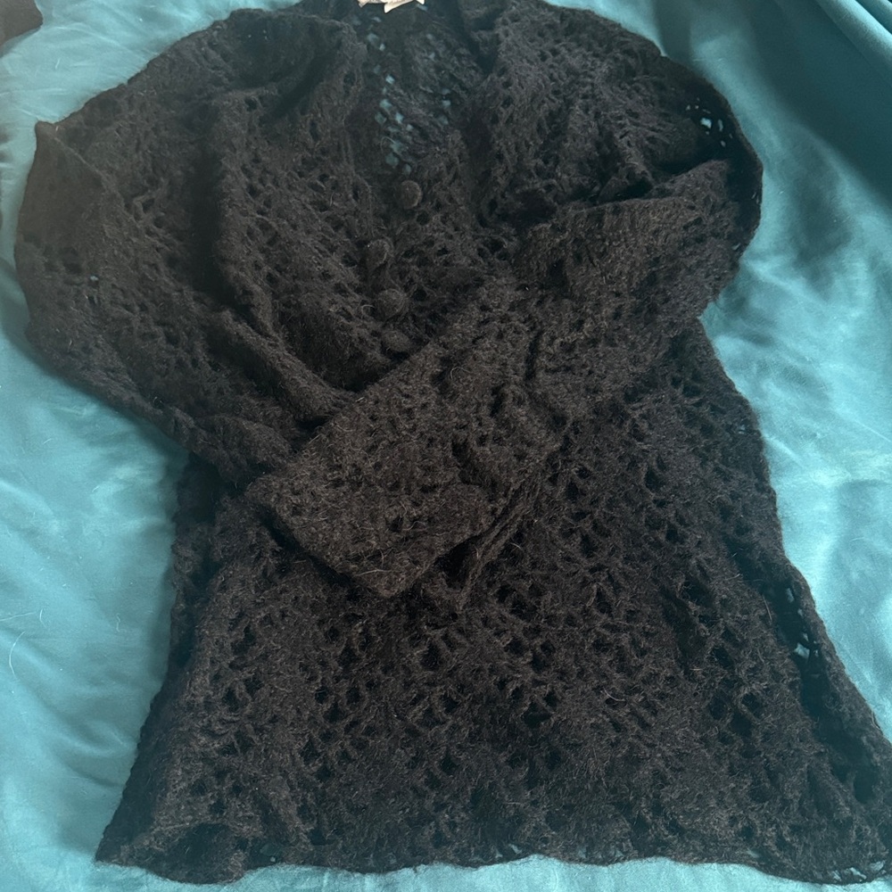 Black Lace Knit Sweater